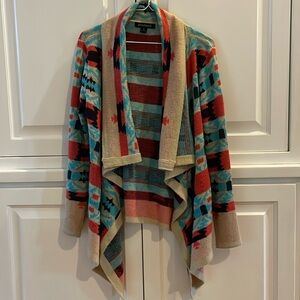 Aztec Print Shawl Sweater